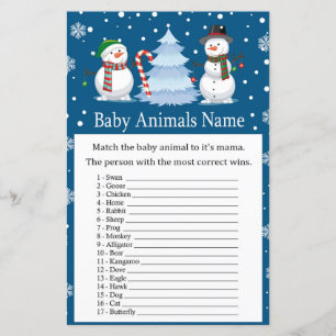 Jul Snömannen Namnleken för Baby Djur