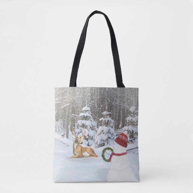 Jul snömannen och hjort tygkasse (Framsida)
