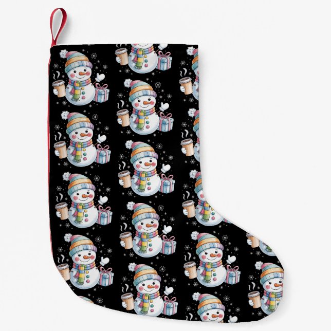 Jul Snömannen Present Holiday Vinter Xmas Kaffe Liten Julstrumpa (Framsidan)
