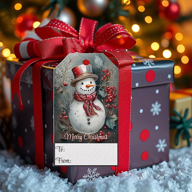 Jul snömannen  presentetikett (Skapare uppladdad)