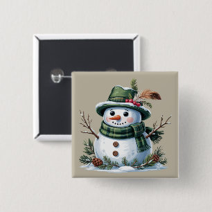 Jul Snömannen Vintersäsong Helgdag Knapp