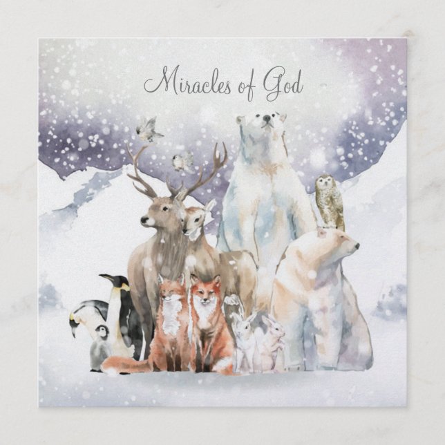 Jul snöscen Holiday Gods Miracles-kort Julkort (Framsida)
