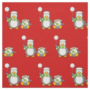 Jul Snowballing Penguins Mönster Tyg