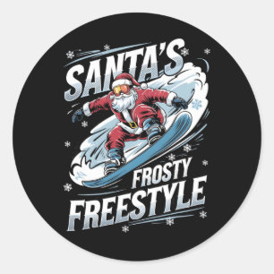 Jul Snowboarding Santa Snowboarder Santas for r Runt Klistermärke
