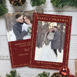 Jul Snowfall Maroon Red Guld 2 Photo Julkort<br><div class="desc">Jul Snowfall Maroon Red Guld 2 Photo Helgdag Card</div>