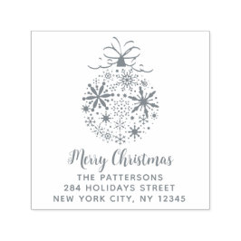 Jul Snowflake Bauble Namn Returadress Självfärgande Stämpel