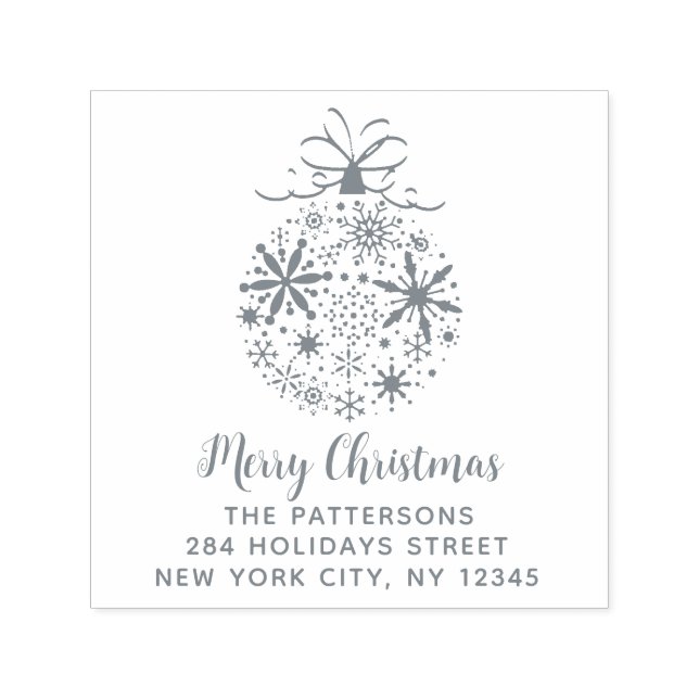 Jul Snowflake Bauble Namn Returadress Självfärgande Stämpel (Design)