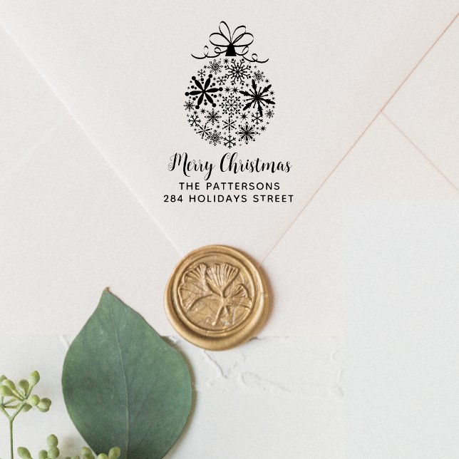 Jul Snowflake Bauble Namn Returadress Självfärgande Stämpel (Skapare uppladdad)