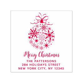 Jul Snowflake Bauble Namn Returadress Självfärgande Stämpel