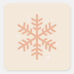Jul Snowflake Beige Fyrkantigt Klistermärke