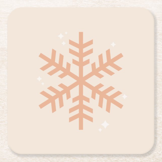 Jul Snowflake Beige Underlägg Papper Kvadrat (Framsidan)
