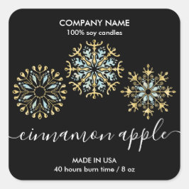 Jul Snowflake Candle-etikett Fyrkantigt Klistermärke