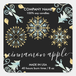 Jul Snowflake Candle-etikett Fyrkantigt Klistermärke