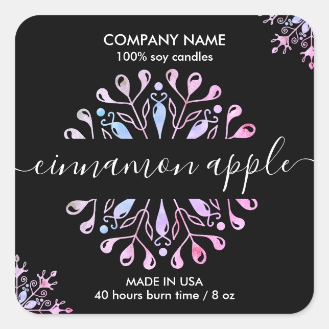 Jul Snowflake Candle-etikett Fyrkantigt Klistermärke (Framsida)