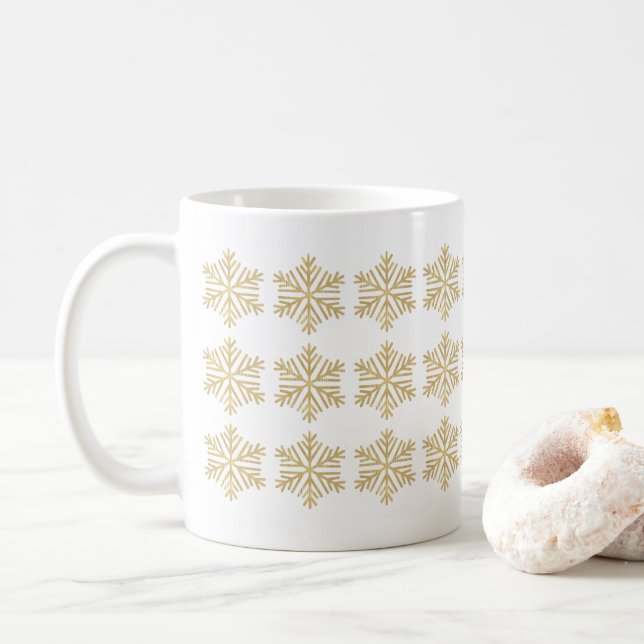 Jul Snowflake Faux Gold Foil Kaffemugg (Med munk)