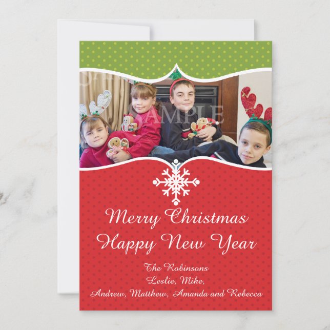 Jul Snowflake Groon Julkort (Framsida)