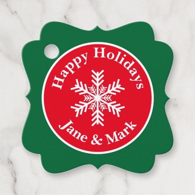 Jul Snowflake l Glad helg Gåvor Etiketter (Framsida)