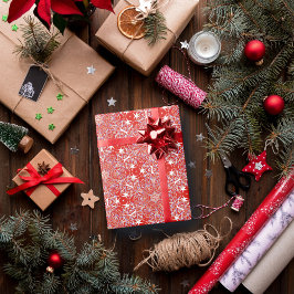 Jul Snowflake Luxury Mönster Red Presentpapper