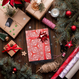 Jul Snowflake Luxury Mönster Red Presentpapper