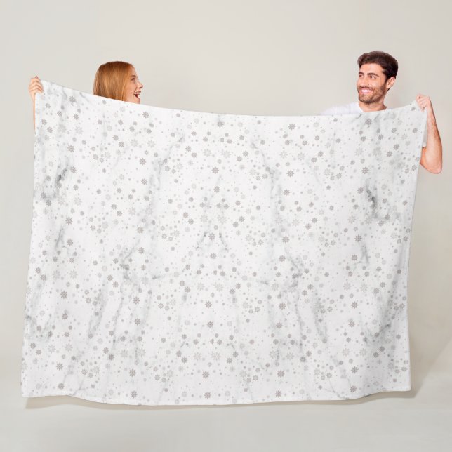 Jul Snowflake Marble Fleece Blanket (På plats)