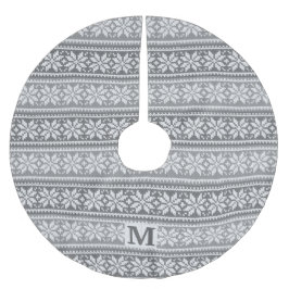 Jul Snowflake Monogram Grått Sticka Sweater Julgransmatta Borstad Polyester