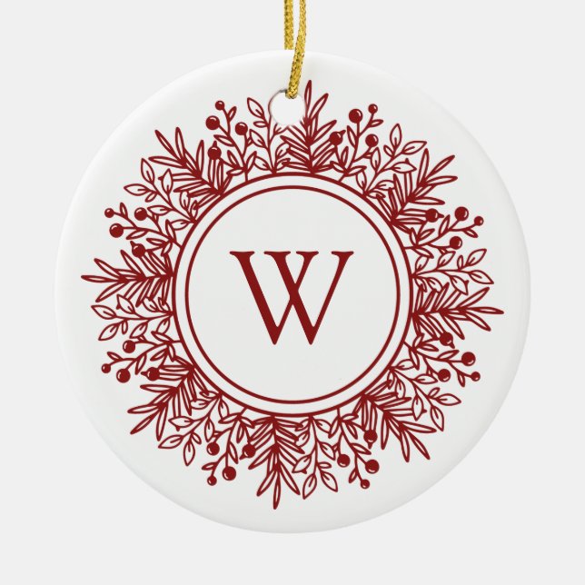 Jul Snowflake Monogram Julgransprydnad Keramik (Framsidan)