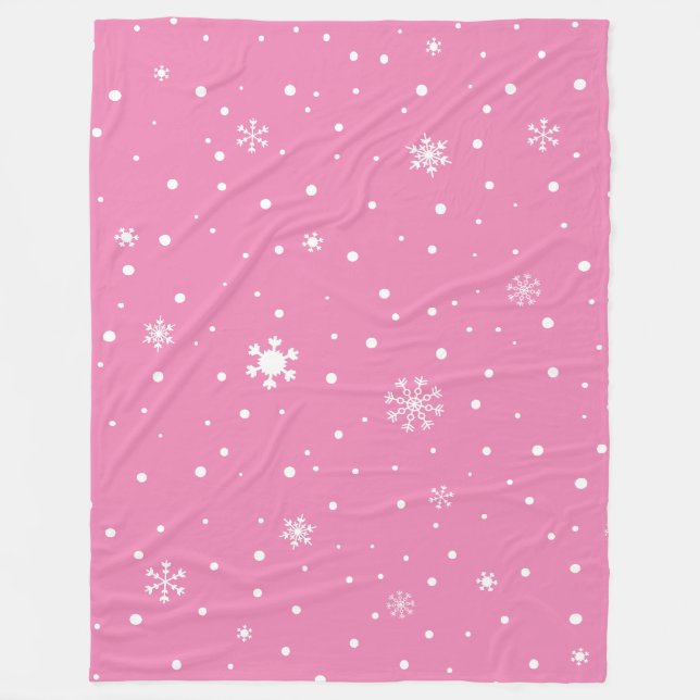 Jul Snowflake Rosa och White Polka Dot Fleecefilt (Framsidan)