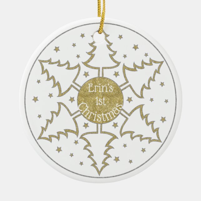 Jul "Snowflake Träd" Ornament Personalize (Framsidan)