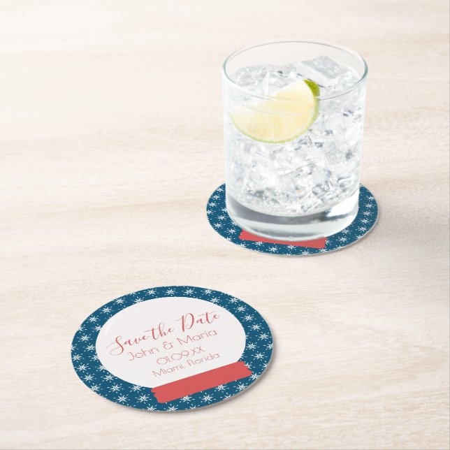 Jul Snowglobe Snöflingor Spara datum Underlägg Papper Rund (Insitu)