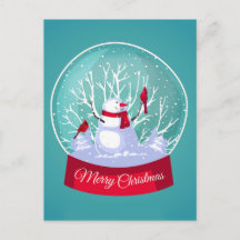 Jul Snowglobe Snögubbe Kardinalrödfåglar