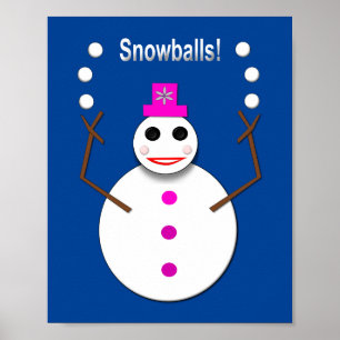 Jul SnowLady Juggling Snowbony Funny Poster
