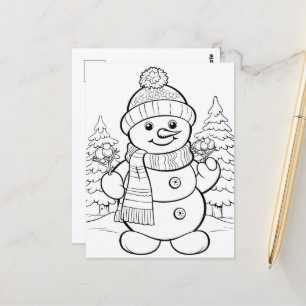 Jul Snowman barn färgläggningsbild  Vykort