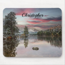 Jul Snowy Landskap Scottish Loch Mousepad Musmatta