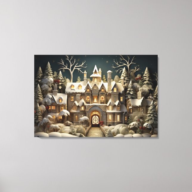 Jul Snowy Manor Storybook Wonderland Canvastryck (Framsida)