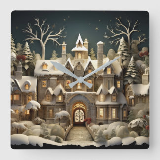 Jul Snowy Manor Storybook Wonderland Fyrkantig Klocka