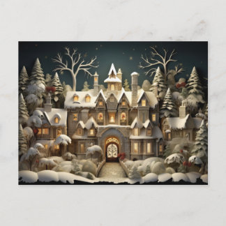 Jul Snowy Manor Storybook Wonderland Helg Vykort