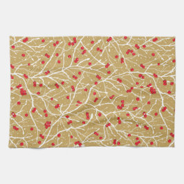 Jul Snowy Winterbär | Guld/Röd/vit Kökshandduk