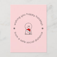 Jul Social Avstånd Cute Cat Monogram
