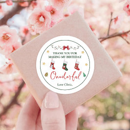 Jul Sock Birthday Classic Round Sticker Runt Klistermärke