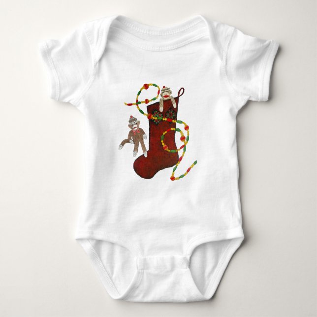 Jul Sock monkey Baby Creeper Tee (Framsida)