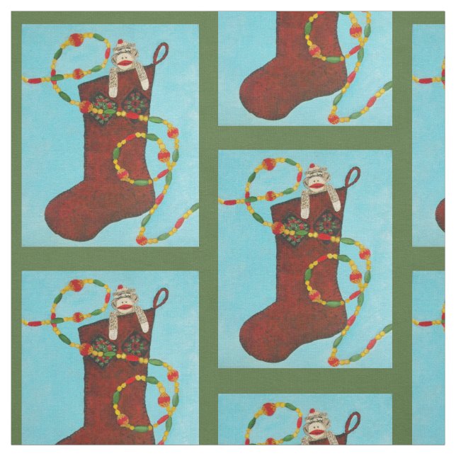 Jul Sock monkey Fabric Tyg (Provkarta)