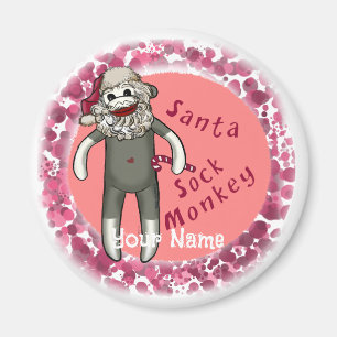 Jul Sock monkey Santa Magnet