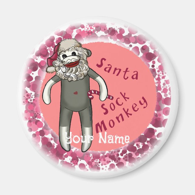 Jul Sock monkey Santa Magnet (Framsidan)
