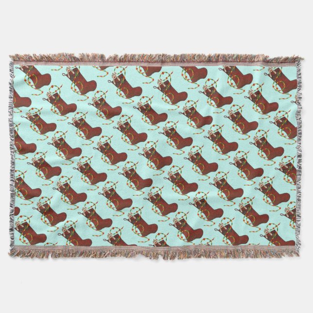 Jul Sock monkey Throw Blanket Mysfilt (Framsidan)