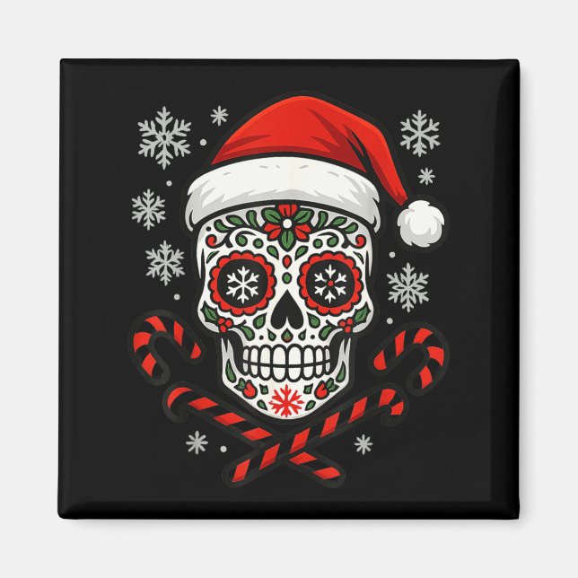 Jul Socker Calavera Dödskalle Santa Hatt Candy Can Magnet (Framsidan)