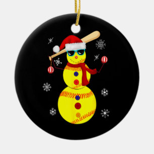 Jul Softball Fladdermus Snögubbe Santa Snowflake Julgransprydnad Keramik