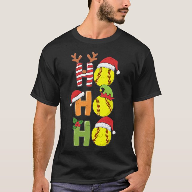 Jul Softball Ho Ho Ho Softball Julafton Sport me T Shirt (Framsida)