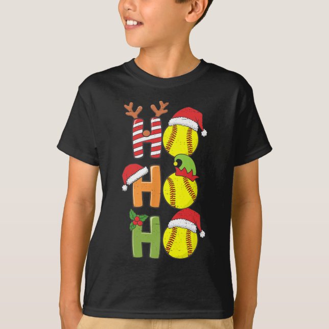 Jul Softball Ho Ho Ho Softball Julafton Sport me T Shirt (Framsida)
