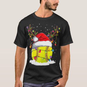 Jul Softball Reindeer Funny Santa Hat Julafton K T Shirt