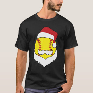 Jul Softball Santa Hat Beard Julafton Sport Boy T Shirt